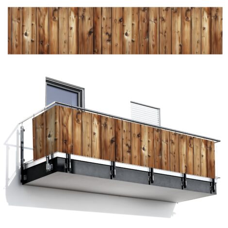 BRISE-VUE POUR BALCON Bois - Etagères - Marron 500x110
