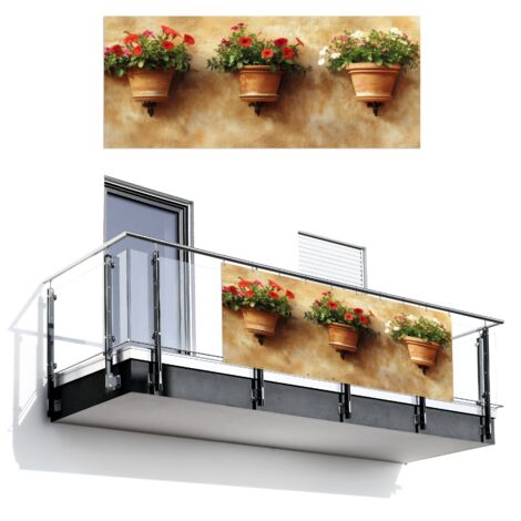 BRISE-VUE POUR BALCON Pots de fleurs - Mur - Vintage 300x130 cm (1/4)
