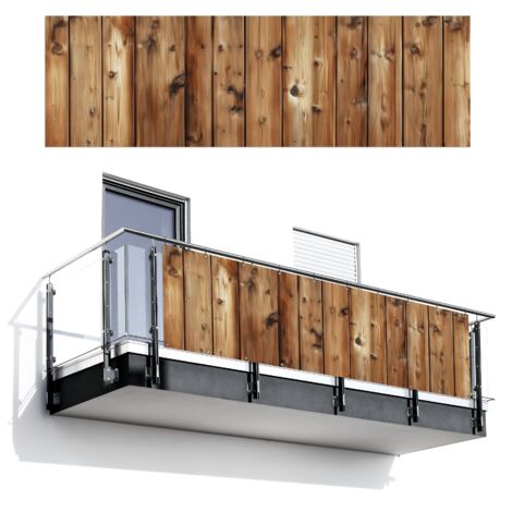 BRISE-VUE POUR BALCON Bois - Etagères - Marron 300x90