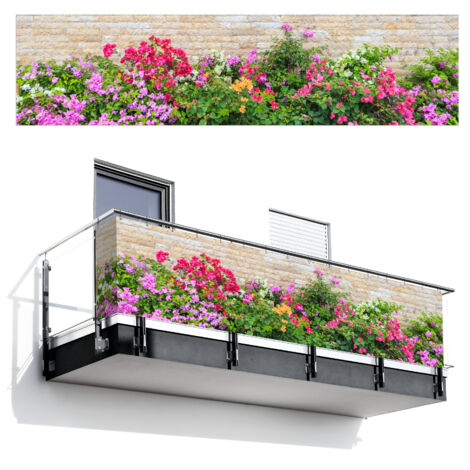 BRISE-VUE POUR BALCON Fleurs - Plantes - Feuilles - Pierres 500x130 cm (1/4)