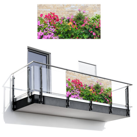 BRISE-VUE POUR BALCON Fleurs - Plantes - Feuilles - Pierres 200x110