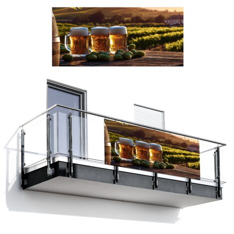 BRISE-VUE POUR BALCON Bière - Houblon - Paysage 200x90 cm (1/4)