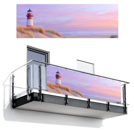 BRISE-VUE POUR BALCON Phare - Dunes - Coucher de soleil 300x100 cm (1/4)
