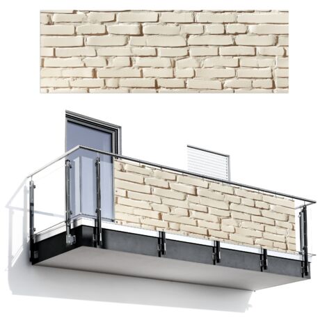 BRISE-VUE POUR BALCON Bricks - Wall - Luminaire - Blanc 300x100 cm