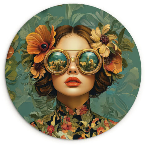 LE TABLEAU Femme - Fleurs - Papillons - Nature - Vintage Tableau Décoration Murale 30x30 cm