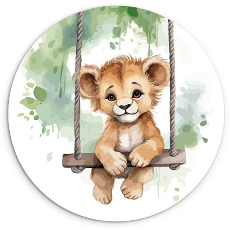LE TABLEAU Lion - Animal - Enfants - Jungle Decoration Murale Peinture 120x120 cm (1/5)