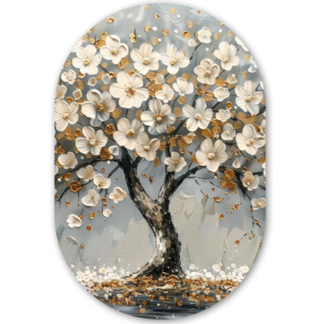LE TABLEAU Arbre - Or - Fleurs - Abstrait - Art Décoration Murale 40x60 cm (1/4)