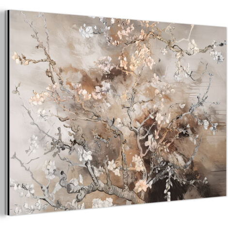 TABLEAU EN MÉTAL Fleur d'amandier - Art - Van Gogh - Beige - Abstrait Décoration Murale 120x80
