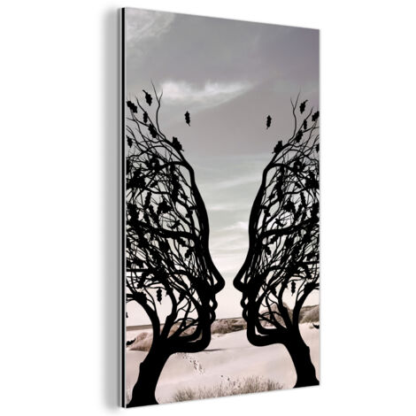 TABLEAU EN MÉTAL Plage - Mer - Personnes - Arbre - Art moderne Décoration Chambre 40x60 (1/5)