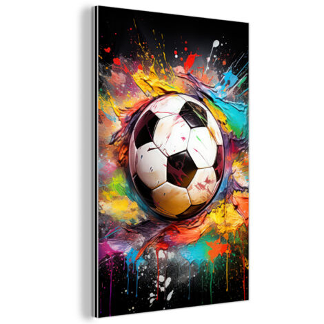 TABLEAU EN MÉTAL Football - Peinture - Couleurs - Noir - Blanc Tableau Moderne 60x90 (1/5)