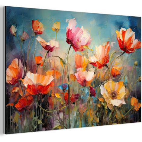 TABLEAU EN MÉTAL Fleurs - Aquarelle - Art - Botanique - Nature Décoration Murale 120x80 (1/5)