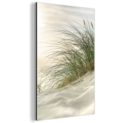 TABLEAU EN MÉTAL Dunes avec herbes de plage sous le soleil du parc national allemand Schleswig-Holsteinisches Wattenmeer. Décoration Chambre 40x60 (1/5)