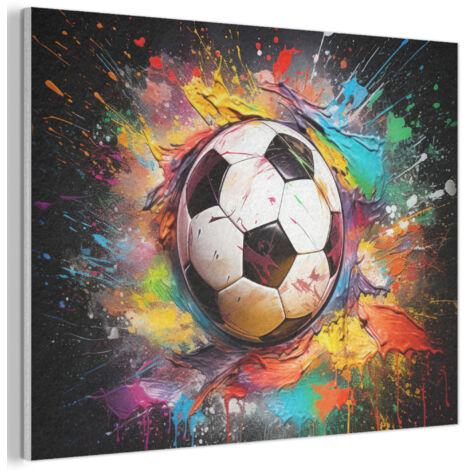 TABLEAU ACOUSTIQUE Football - Peinture - Couleurs - Noir - Blanc Panneau Insonorisant 80x60 cm (1/5)