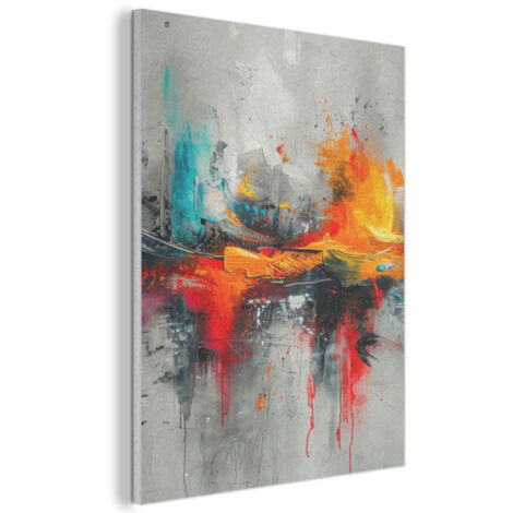 TABLEAU ACOUSTIQUE Art moderne - Orange - Gris - Abstrait Art Muraux Décoratif 60x80 cm