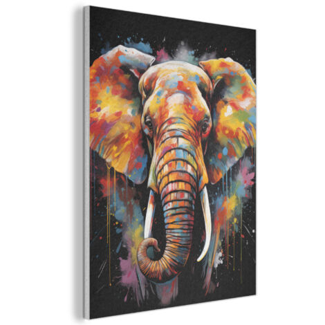 TABLEAU ACOUSTIQUE Éléphant - Graffiti - Noir - Animaux - Couleurs Art Muraux Décoratif 60x80 cm (1/5)