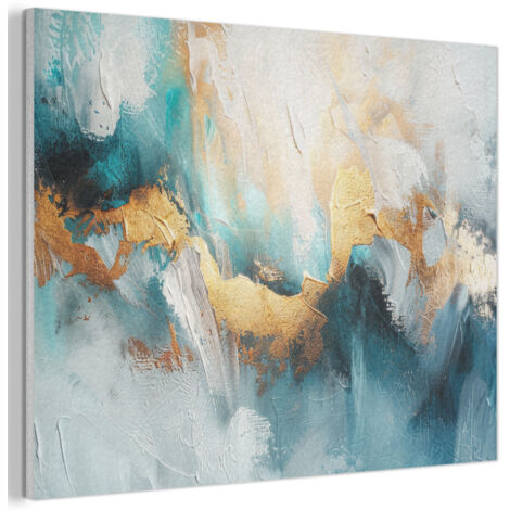 TABLEAU ACOUSTIQUE Abstrait - Art - Or - Bleu Panneau Insonorisant 80x60 cm