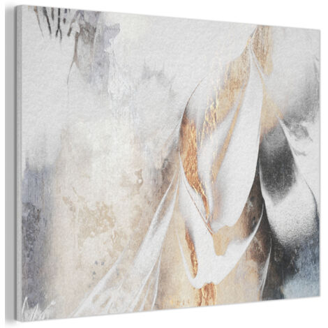 TABLEAU ACOUSTIQUE Luxe - Abstrait - Or - Blanc Panneau Insonorisant 80x60 cm