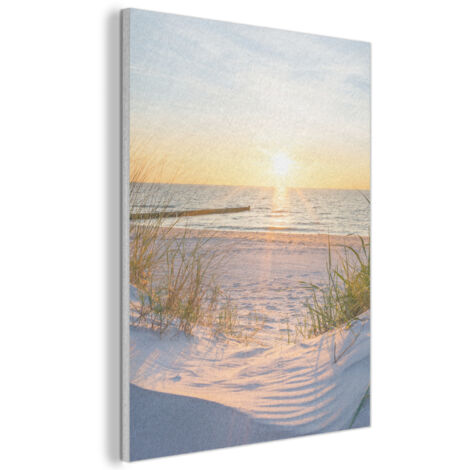 TABLEAU ACOUSTIQUE Plage - Soleil - Dune - Herbe - Sable - Horizon Art Muraux Décoratif 60x80 cm