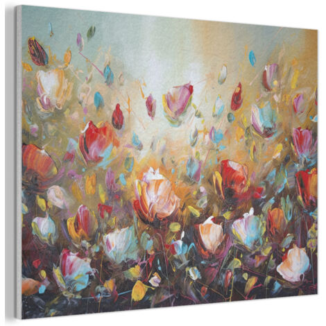 TABLEAU ACOUSTIQUE Fleurs - Art - Nature - Peinture à l'huile Panneau Insonorisant 80x60 cm (1/5)