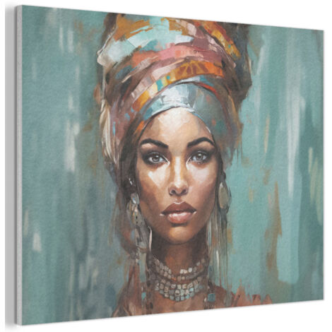 TABLEAU ACOUSTIQUE Femme - Art - Bijoux - Portrait Panneau Insonorisant 80x60 cm