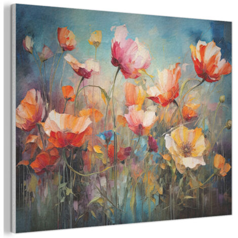 TABLEAU ACOUSTIQUE Fleurs - Aquarelle - Art - Botanique - Nature Décoration Murale Feutre 100x70 cm (1/5)