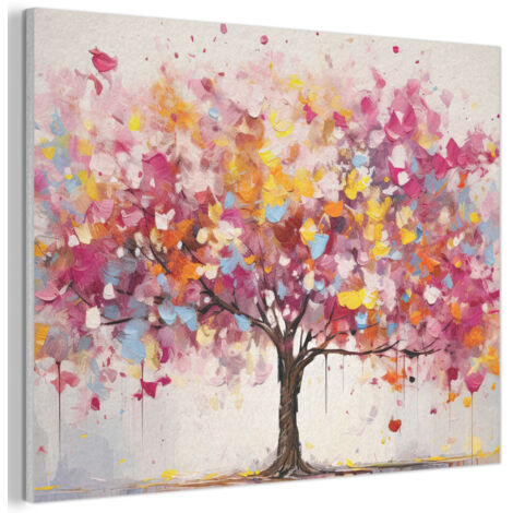 TABLEAU ACOUSTIQUE Aquarelle - Arbre - Art - Abstrait Décoration Murale Feutre 100x70 cm