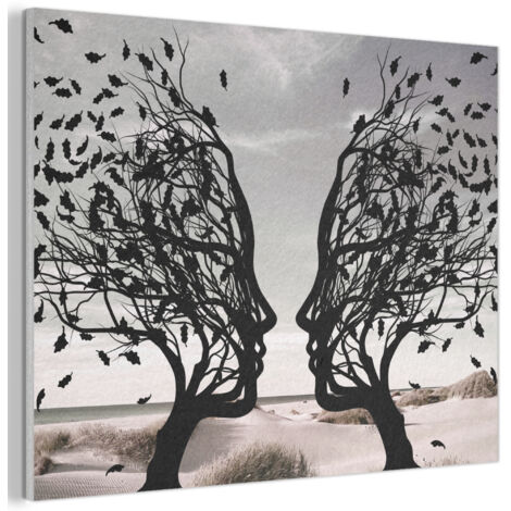 TABLEAU ACOUSTIQUE Plage - Mer - Personnes - Arbre - Art moderne Panneau Insonorisant 80x60 cm