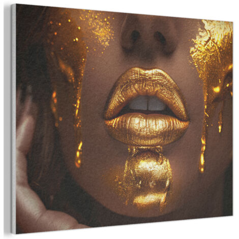 TABLEAU ACOUSTIQUE Femme - Or - Luxe - Portrait Décoration Murale Feutre 100x70 cm (1/5)