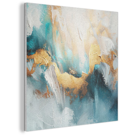 TABLEAU ACOUSTIQUE Abstrait - Art - Or - Bleu Anti-Bruit 90x90 cm