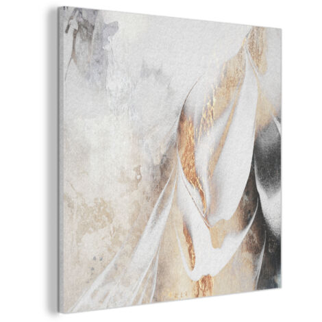 TABLEAU ACOUSTIQUE Luxe - Abstrait - Or - Blanc Anti-Bruit 90x90 cm