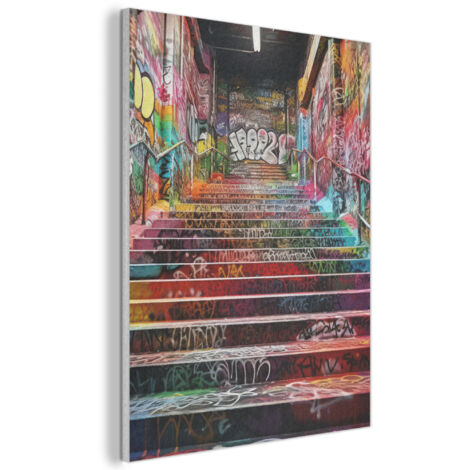 TABLEAU ACOUSTIQUE Escaliers - Graffiti - Couleurs - Art Décoration Maison 70x100 cm (1/5)