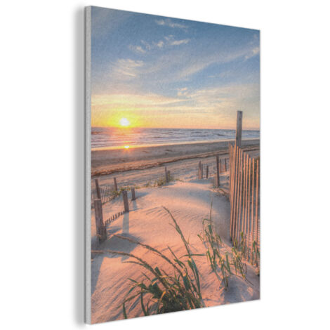 TABLEAU ACOUSTIQUE Plage - Mer - Dune - Coucher de soleil - Paysage Art Muraux Décoratif 60x80 cm (1/5)