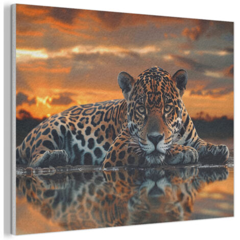 TABLEAU ACOUSTIQUE Nature - Léopard - Animal - Coucher de soleil - Moderne Panneau Insonorisant 80x60 cm (1/5)