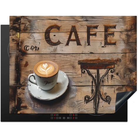 PROTECTION PLAQUE INDUCTION Café - Bois - Café - Etagères Couvre Plaque De Cuisson 77x59 cm