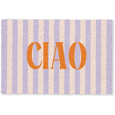 PAILLASSON Ciao - Citation - Pastel - Rayures 60x40 cm