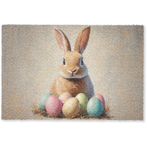 PAILLASSON Lapin de Pâques - Pastel - Oeufs 60x40 cm (1/5)