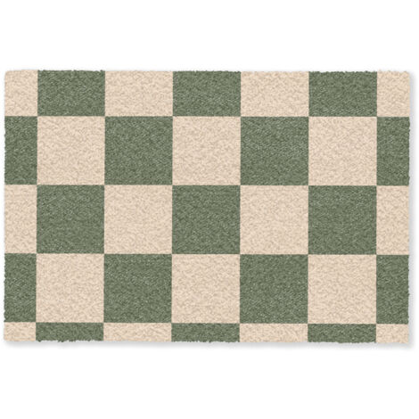 PAILLASSON Impression échiquier - Vert - Beige - Blocs 60x40 cm (1/5)