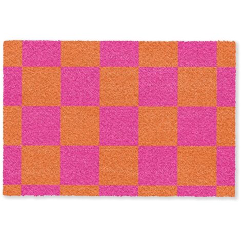 PAILLASSON Impression échiquier - Orange - Rose - Blocs 60x40 cm (1/5)