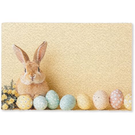 PAILLASSON Oeufs - Lapin - Teintes pastel 60x40 cm (1/5)