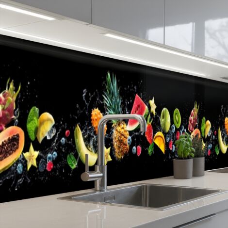 REVETEMENT MURAL DE CUISINE, CRÉDENCE DE CUISINE Splash - Fruit - Noir 500x60 (1/5)