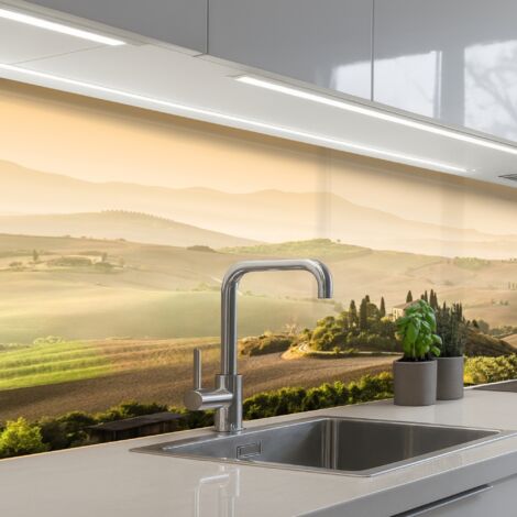 REVETEMENT MURAL DE CUISINE, CRÉDENCE DE CUISINE Paysage - Toscane - Lumière du matin 150x60 (1/5)
