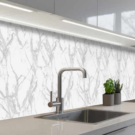 REVETEMENT MURAL DE CUISINE, CRÉDENCE DE CUISINE Marbre - Pur - Gris - Veines 450x60