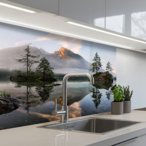 REVETEMENT MURAL DE CUISINE, CRÉDENCE DE CUISINE Eau - Paysage - Montagne - Arbres 80x60 (1/5)
