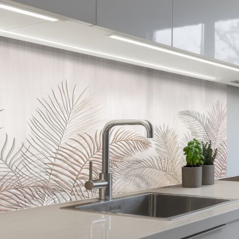 REVETEMENT MURAL DE CUISINE, CRÉDENCE DE CUISINE Feuilles - Beige - Botanique - Vintage 100x60 (1/5)