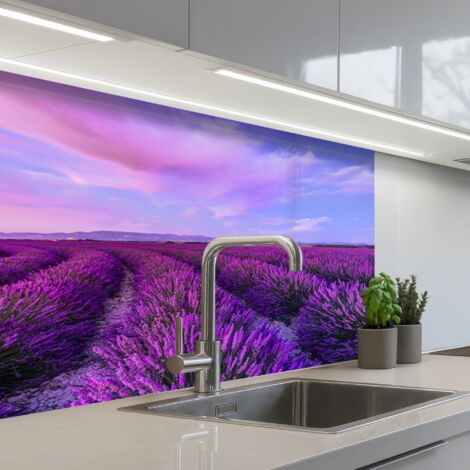 REVETEMENT MURAL DE CUISINE, CRÉDENCE DE CUISINE Lavande - Pourpre - Fleurs - Nature 80x60 (1/5)