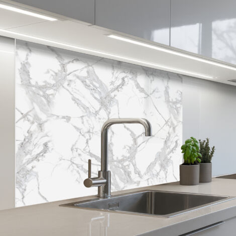 REVETEMENT MURAL DE CUISINE, CRÉDENCE DE CUISINE Marbre - Pur - Gris - Veines 100x80