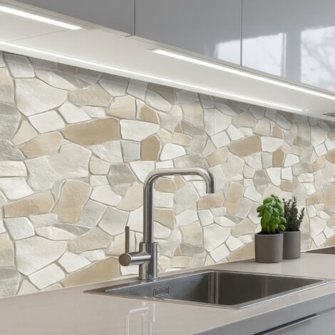 REVETEMENT MURAL DE CUISINE, CRÉDENCE DE CUISINE Mosaïque - Pierres - Beige 150x60