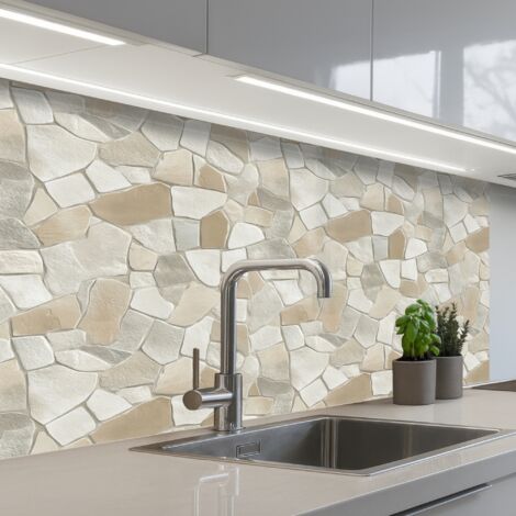 REVETEMENT MURAL DE CUISINE, CRÉDENCE DE CUISINE Mosaïque - Pierres - Beige 100x60