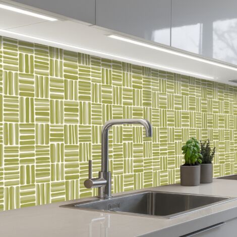 REVETEMENT MURAL DE CUISINE, CRÉDENCE DE CUISINE Tresse - Motif - Vert 250x60 (1/5)