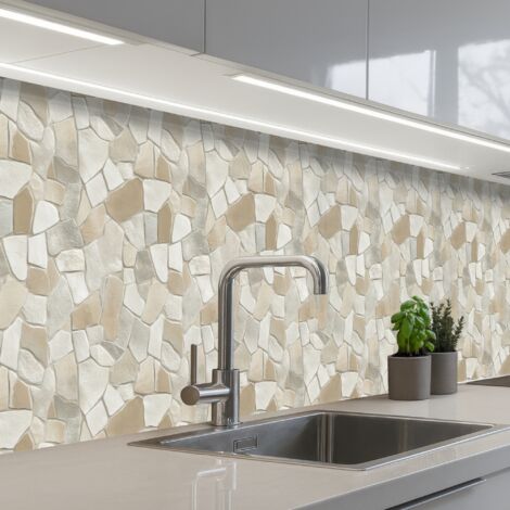 REVETEMENT MURAL DE CUISINE, CRÉDENCE DE CUISINE Mosaïque - Pierres - Beige 350x60